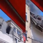 Imagens revelam desmoronamento de edifício no Centro de Manaus após incêndio devastador